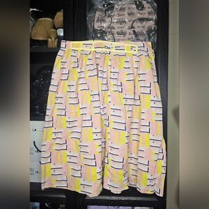 5 For $25✨J Crew Size 6 Medium Abstract Yellow Pink Long Maxi Skirt With Pockets